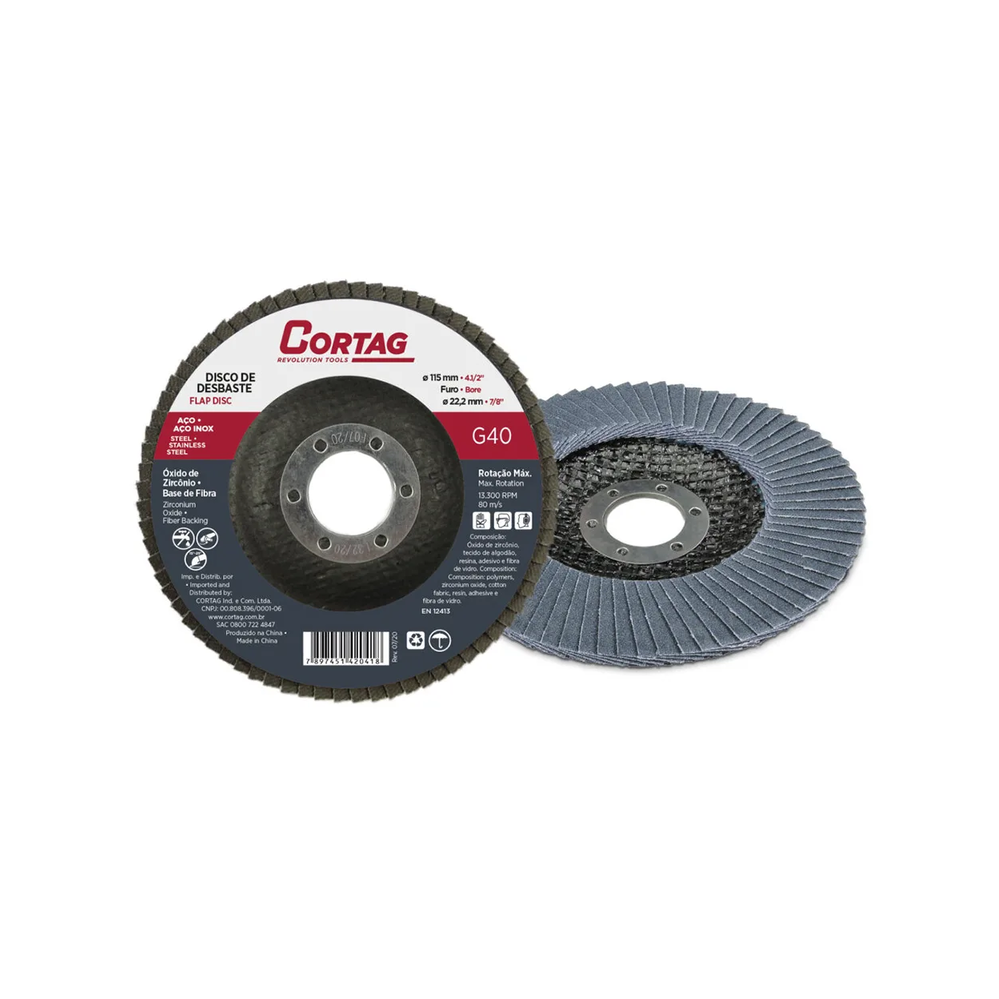 Disco de Desbaste Flap Disc 115mm G-40 Cortag