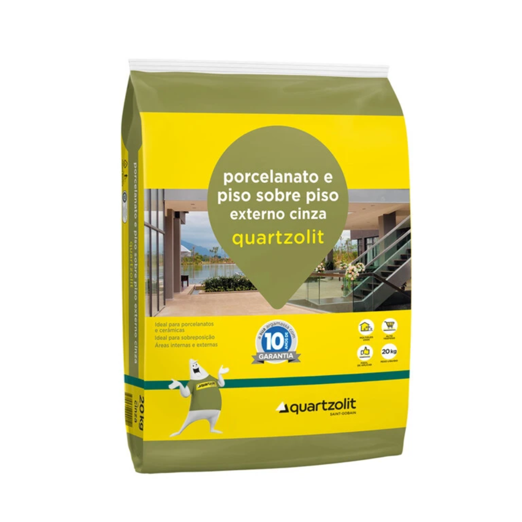 Argamassa Piso sobre Piso Externo Cinza 20Kg Quartzolit