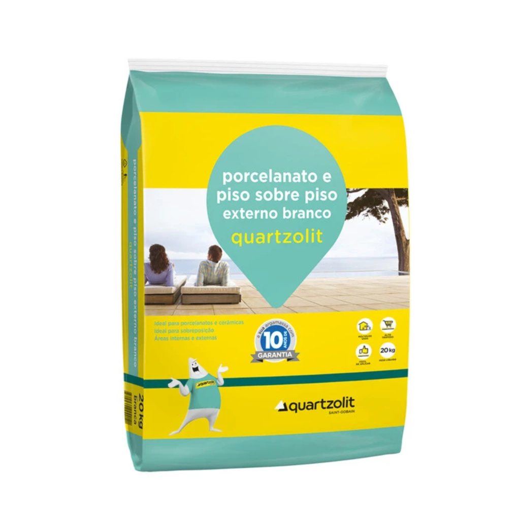 Argamassa Piso sobre Piso Externo Branco 20Kg Quartzolit