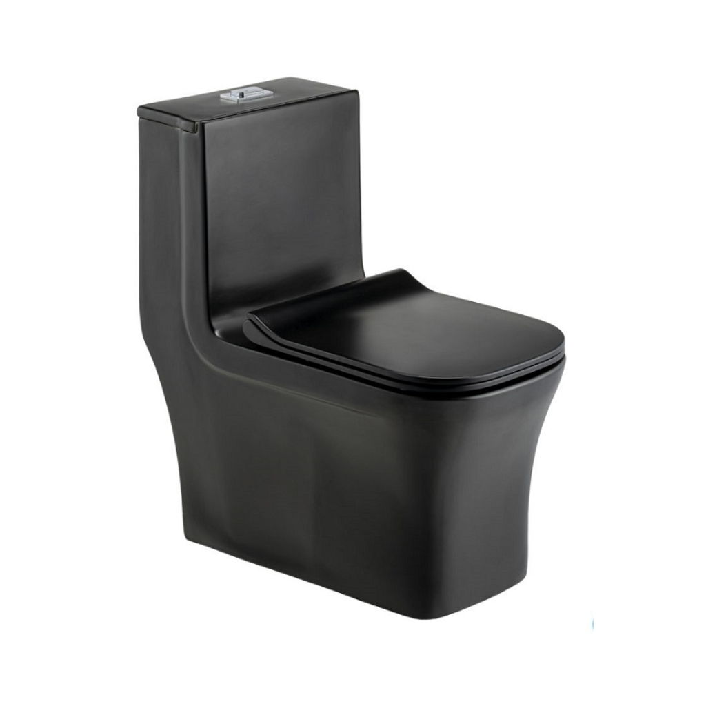 Vaso Sanitário Monobloco Quadrado com Kit Instalação Preto Fosco Eco Metais