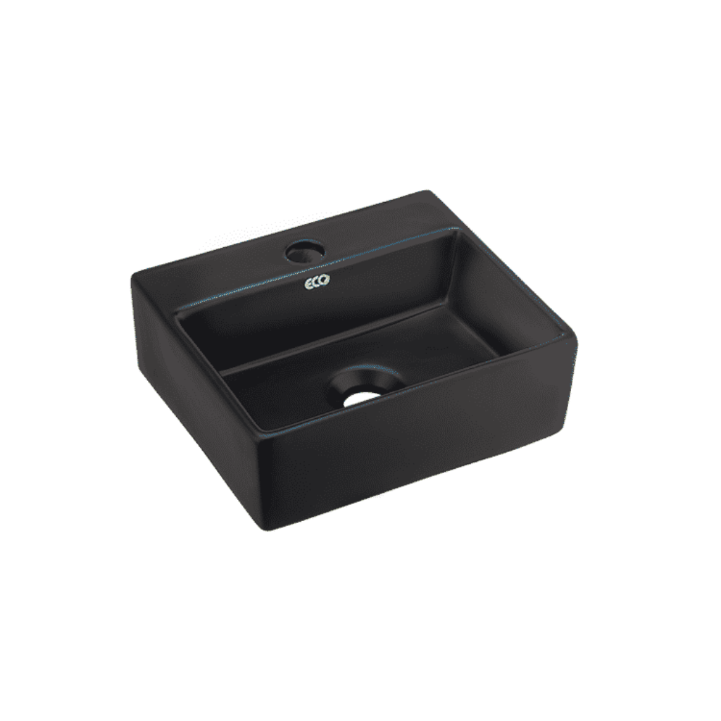 Cuba Quadrada de Apoio com Deck 33cm Preto Fosco Eco Metais