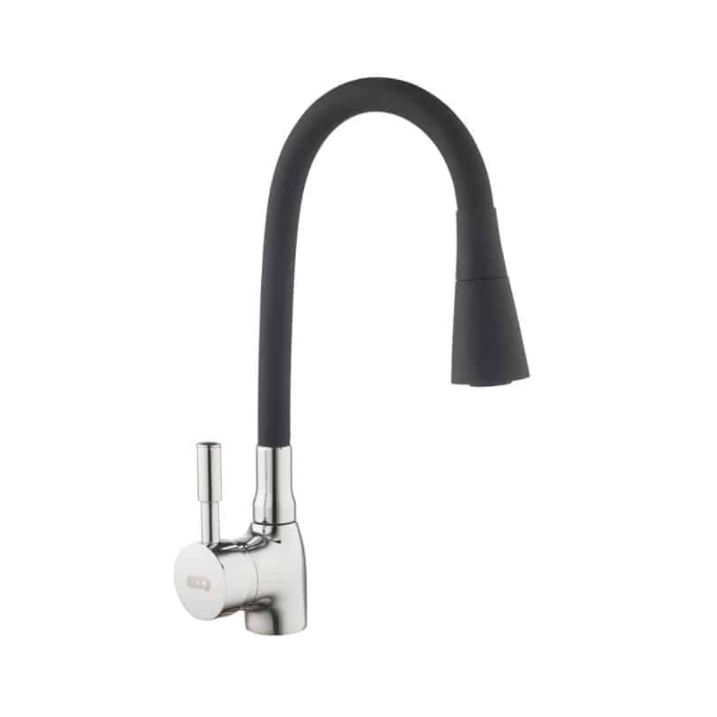 Torneira Misturador Monocomando de Bancada Gourmet Bica Silicone e Dois Jatos Cromado Eco Metais