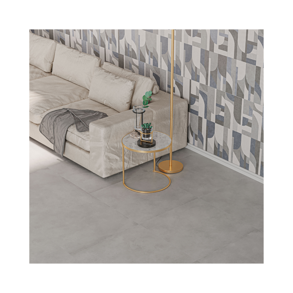 Piso Cerâmico Cimentício Acetinado Retificado 76x76cm Metro Grafite Satiny Embramaco