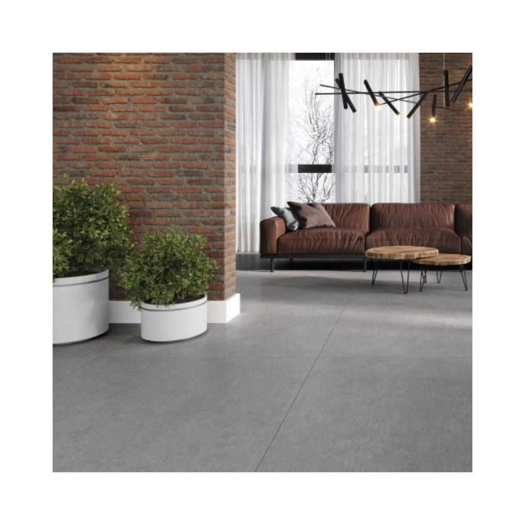 Porcelanato Cimentício Acetinado Retificado 120x120cm Broadway Dark Grey Gaudi