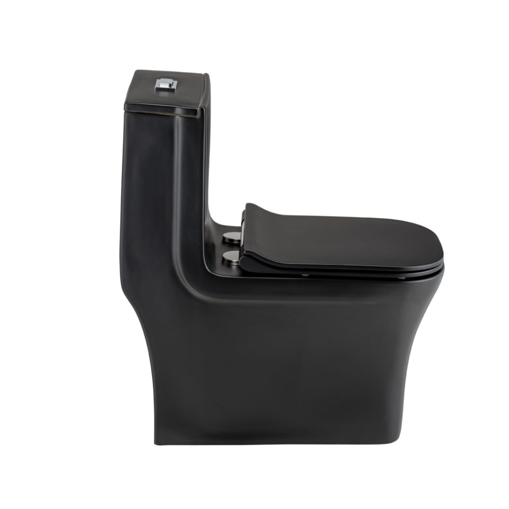 Vaso Sanitário Monobloco Quadrado com Kit Instalação Preto Fosco Eco Metais