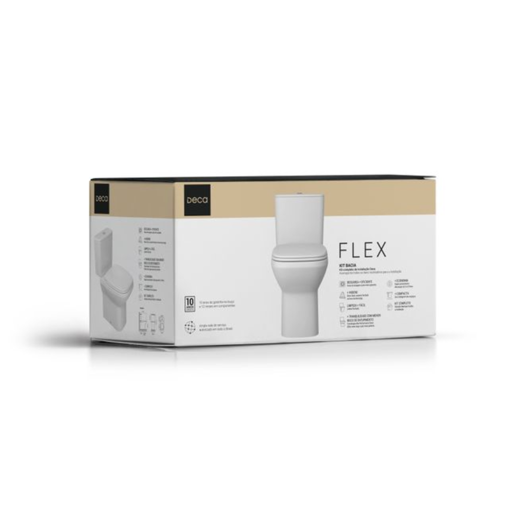 Vaso Sanitário com Caixa Acoplada e Kit Instalação Flex Deca Branco
