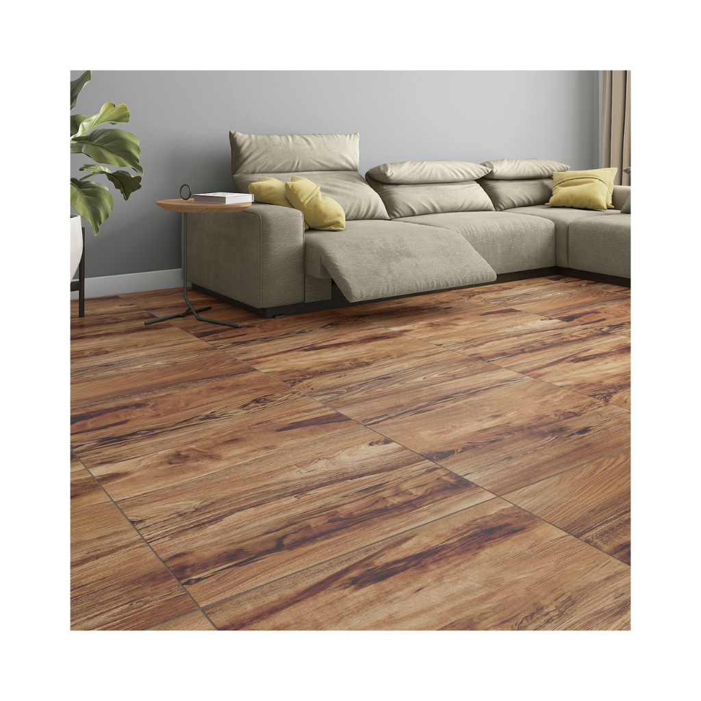 Piso Cerâmico Amadeirado Acetinado Retificado 75x75cm Rovere Brown Incopisos