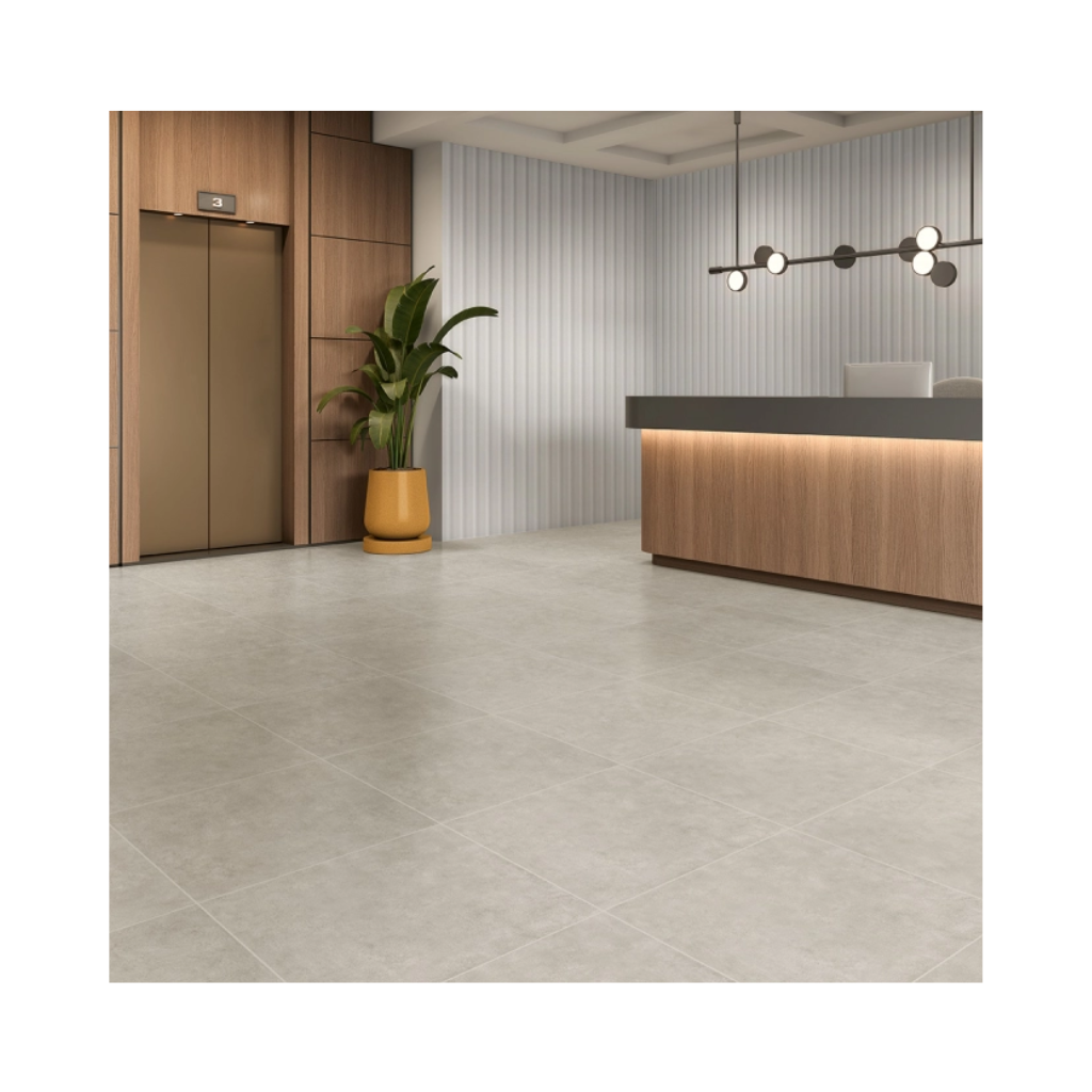 Piso Cerâmico Cimentício Acetinado Retificado 60x60cm Mafra Gray Plus Piso Forte