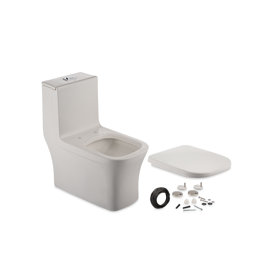 Vaso Sanitário Monobloco Quadrado com Kit Instalação Branco Eco Metais