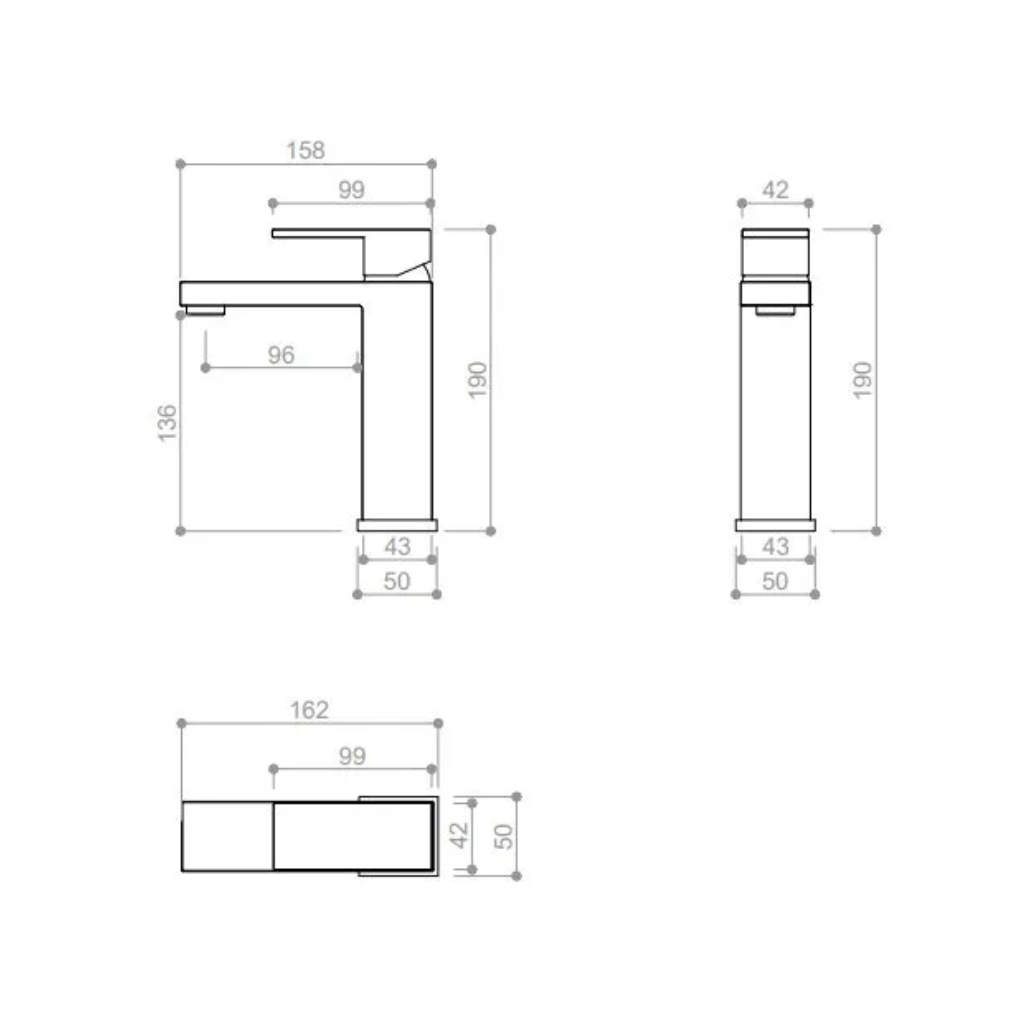 Torneira Misturador Monocomando de Bancada para Lavatório Quadratta Cromado Kromma
