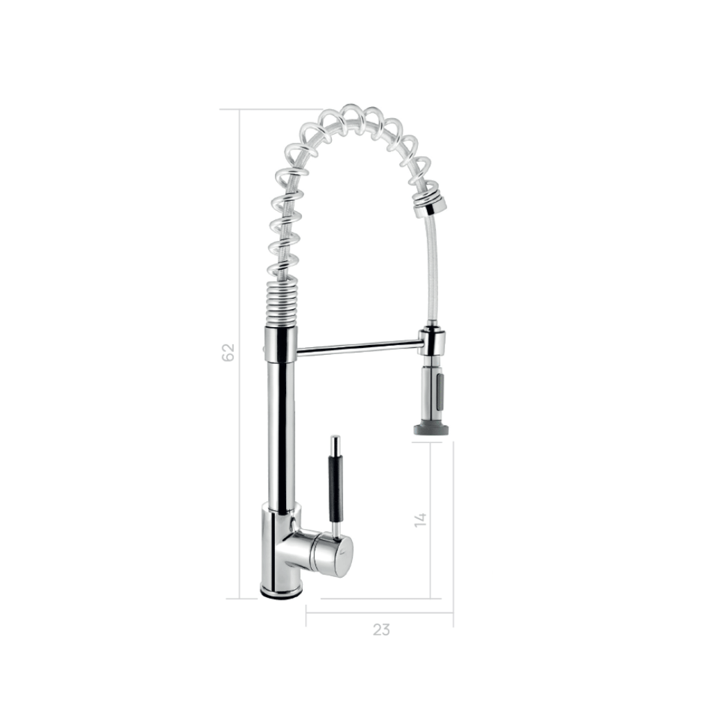 Torneira Misturador Monocomando de Bancada Gourmet Bica Auxiliar e Dois Jatos Cromado Eco Metais