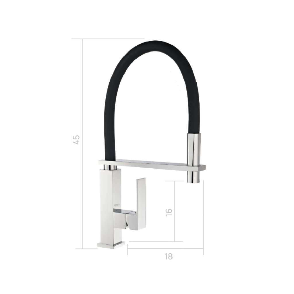 Torneira Misturador Monocomando de Bancada Gourmet Quadrado Bica Auxiliar de Silicone Eco Metais