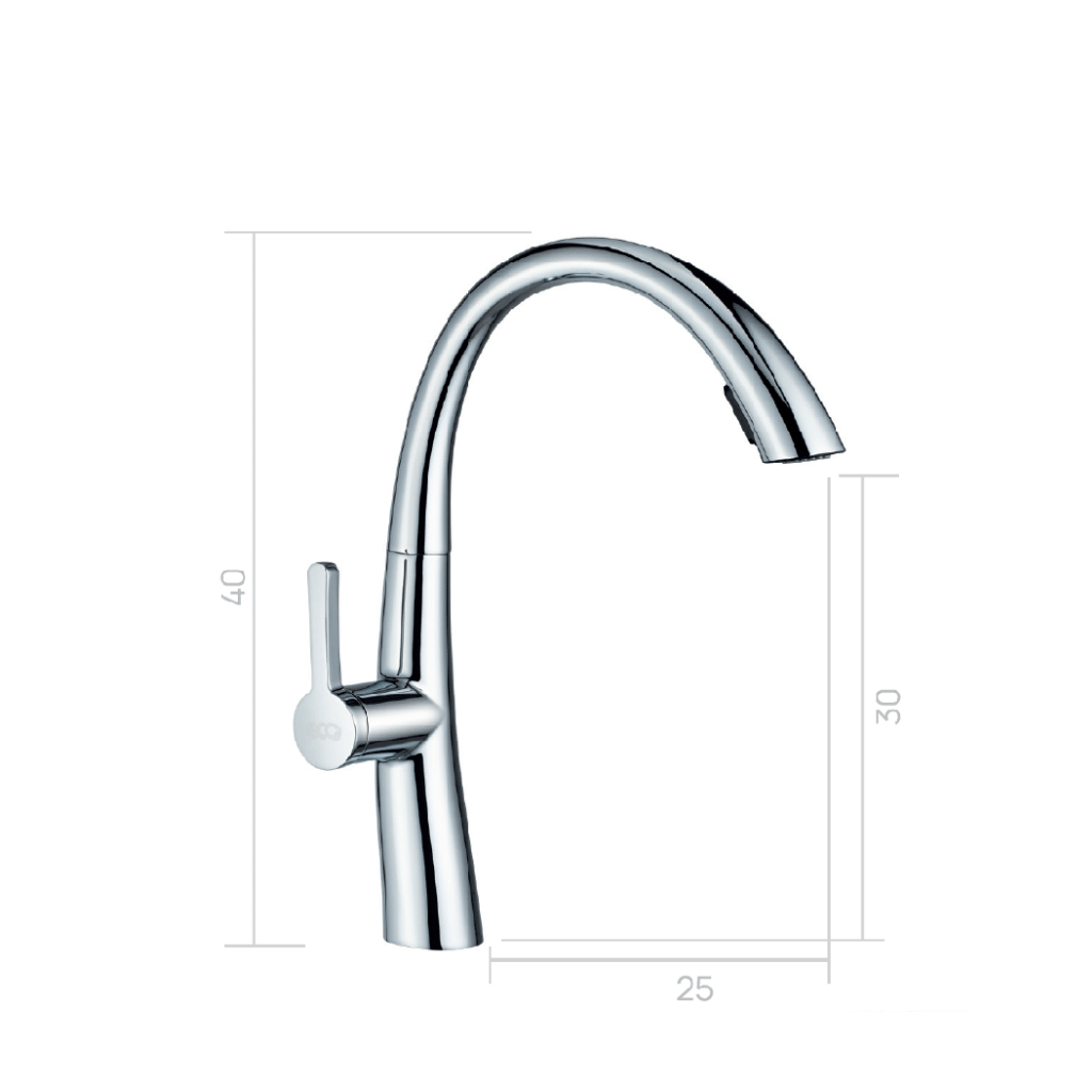 Torneira Misturador Monocomando de Bancada Gourmet Bica Extensível Cromado Eco Metais