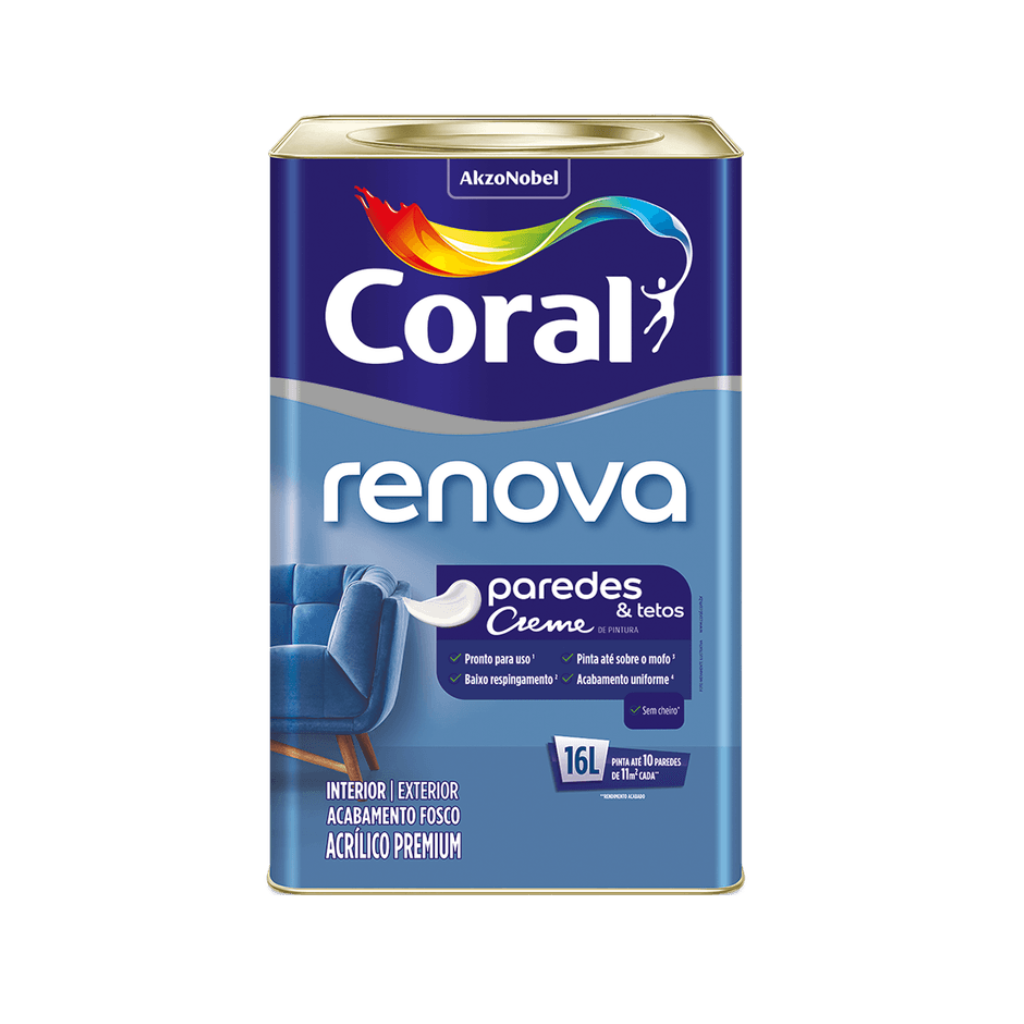 Tinta Acrílica Renova Paredes & Tetos Fosco Coral